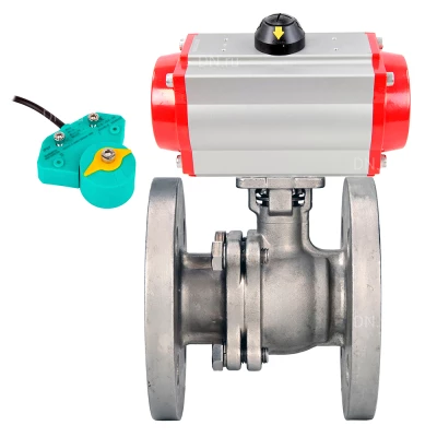 Кран шаровой DN.ru BV3232P(2pc)-FP-F-ISO-H WDVF Ду65 Ру16 полнопроходной, фланцевый, корпус - нержавеющая сталь 316, уплотнение - PTFE, с пневмоприводом PA-DA-083 и магнитным переключателем ALS200D