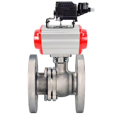 Кран шаровой DN.ru BV3232P(2pc)-FP-F-ISO-H WDVF Ду50 Ру40 полнопроходной, фланцевый, корпус - нержавеющая сталь 316, уплотнение - PTFE, с пневмоприводом PA-SA-105 и электропневматическим поворотным позиционером YT-1000RSN с обратной связью