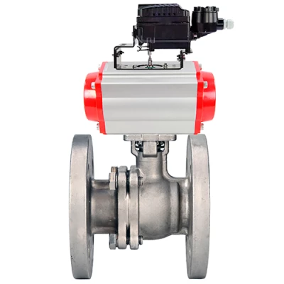 Краны шаровые DN.ru BV3232P(2pc)-FP-F-ISO-H WDVF Ду50-100 Ру40/16 полнопроходные, фланцевые, корпус - нержавеющая сталь 316, уплотнение - PTFE, с пневмоприводом PA-SA и электропневматическим поворотным позиционером YT-1000RSN без обратной связи