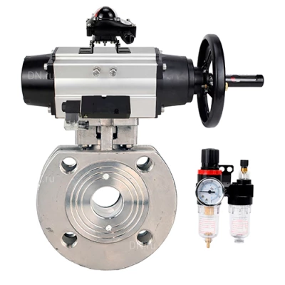 Краны шаровые DN.ru BV3232P-FP-Fb-ISO-H WDVF Ду80-100 Ру16 полнопроходные, межфланцевые, корпус - нержавеющая сталь 316, уплотнение - PTFE, с пневмоприводом PA-DA-105-1, пневмораспределителем 4М310-08 24В NAMUR, БКВ APL-210N и БПВ AFC2000