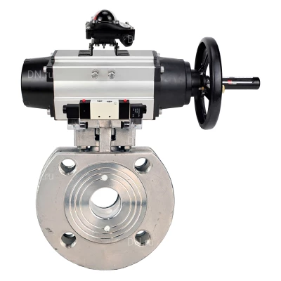 Кран шаровой DN.ru BV3232P-FP-Fb-ISO-H WDVF Ду100 Ру16 полнопроходной, межфланцевый, корпус - нержавеющая сталь 316, уплотнение - PTFE, с пневмоприводом PA-DA-105-1, пневмораспределителем 4V320-08 220В NAMUR и БКВ APL-210N