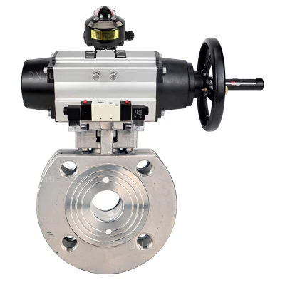 Кран шаровой DN.ru BV3232P-FP-Fb-ISO-H WDVF Ду80 Ру16 полнопроходной, межфланцевый, корпус - нержавеющая сталь 316, уплотнение - PTFE, с пневмоприводом PA-DA-105-1, пневмораспределителем 4V320-08 220В NAMUR и БКВ APL-510N EX