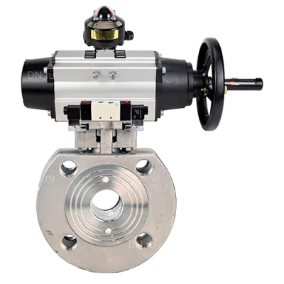 Краны шаровые DN.ru BV3232P-FP-Fb-ISO-H WDVF Ду80-100 Ру16 полнопроходные, межфланцевые, корпус - нержавеющая сталь 316, уплотнение - PTFE, с пневмоприводом PA-DA-105-1, пневмораспределителем 4V320-08 220В NAMUR и БКВ APL-510N EX