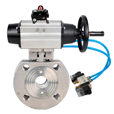 Кран шаровой DN.ru BV3232P-FP-Fb-ISO-H WDVF Ду80 Ру16 полнопроходной, межфланцевый, корпус - нержавеющая сталь 316, уплотнение - PTFE, с пневмоприводом PA-DA-105-1, пневмораспределителем 4V320-08 220В и БКВ APL-410N EX