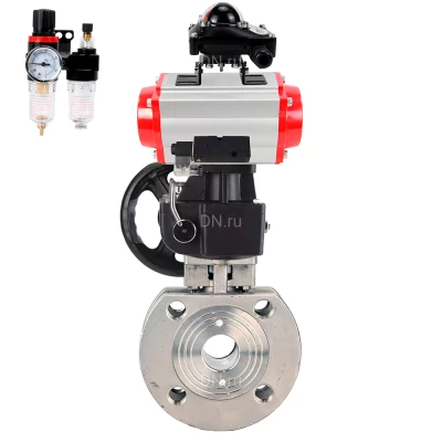 Кран шаровой DN.ru BV3232P-FP-Fb-ISO-H WDVF Ду100 Ру16 полнопроходной, межфланцевый, нержавеющая сталь 316, PTFE, с пневмоприводом PA-DA-105, пневмораспределителем 4М310-08 24В NAMUR, БКВ APL-210N, БПВ AFC2000 и ручным дублером MON2-450-T28-ISO