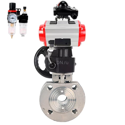 Краны шаровые DN.ru BV3232P-FP-Fb-ISO-H WDVF Ду50-100 Ру16 полнопроходные, межфланцевые, нержавеющая сталь 316, PTFE, с пневмоприводом PA-DA, пневмораспределителем 4М310-08 220В NAMUR, БКВ APL-210N, БПВ AFC2000 и ручным дублером MON