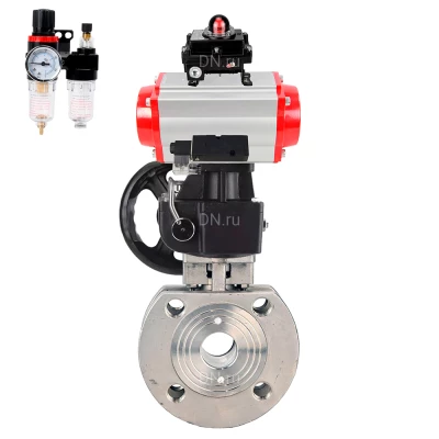 Кран шаровой DN.ru BV3232P-FP-Fb-ISO-H WDVF Ду100 Ру16 полнопроходной, межфланцевый, нержавеющая сталь 316, PTFE, с пневмоприводом PA-DA-105, пневмораспределителем 4М310-08 220В NAMUR, БКВ APL-410N EX, БПВ AFC2000 и ручным дублером MON2-450-T28-ISO