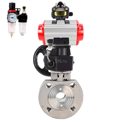 Краны шаровые DN.ru BV3232P-FP-Fb-ISO-H WDVF Ду50-100 Ру16 полнопроходные, межфланцевые, нержавеющая сталь 316, PTFE, с пневмоприводом PA-DA, пневмораспределителем 4М310-08 24В NAMUR, БКВ APL-510N EX, БПВ AFC2000 и ручным дублером MON