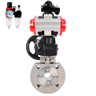 Кран шаровой DN.ru BV3232P-FP-Fb-ISO-H WDVF Ду100 Ру16 полнопроходной, межфланцевый, нержавеющая сталь 316, PTFE, с пневмоприводом PA-DA-105, пневмораспределителем 4V320-08 220В NAMUR, БКВ APL-210N, БПВ AFC2000 и ручным дублером MON2-450-T28-ISO
