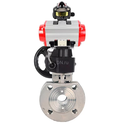 Кран шаровой DN.ru BV3232P-FP-Fb-ISO-H WDVF Ду50 Ру16 полнопроходной, межфланцевый, нержавеющая сталь 316, PTFE, с пневмоприводом PA-DA-083, пневмораспределителем 4V320-08 220В NAMUR, БКВ APL-510N EX и ручным дублером MON1-250-T26-ISO