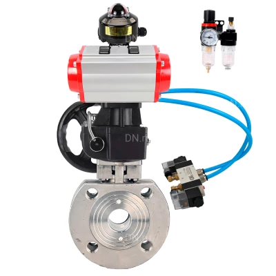 Кран шаровой DN.ru BV3232P-FP-Fb-ISO-H WDVF Ду50 Ру16 полнопроходной, межфланцевый, нержавеющая сталь 316, PTFE, с пневмоприводом PA-DA-083, пневмораспределителем 4V320-10 220В, БКВ APL-510N EX, БПВ AFC2000 и ручным дублером MON1-250-T26-ISO