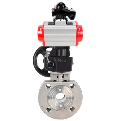 Кран шаровой DN.ru BV3232P-FP-Fb-ISO-H WDVF Ду80 Ру16 полнопроходной, межфланцевый, корпус - нержавеющая сталь 316, уплотнение - PTFE, с пневмоприводом PA-DA-105, БКВ APL-210N и ручным дублером MON2-450-T28-ISO
