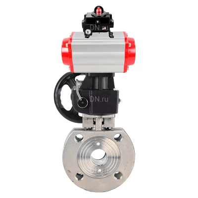 Кран шаровой DN.ru BV3232P-FP-Fb-ISO-H WDVF Ду100 Ру16 полнопроходной, межфланцевый, корпус - нержавеющая сталь 316, уплотнение - PTFE, с пневмоприводом PA-DA-105, БКВ APL-410N EX и ручным дублером MON2-450-T28-ISO