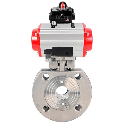 Кран шаровой DN.ru BV3232P-FP-Fb-ISO-H WDVF Ду100 Ру16 полнопроходной, межфланцевый, корпус - нержавеющая сталь 316, уплотнение - PTFE, с пневмоприводом PA-SA-160, пневмораспределителем 4М310-08 220В NAMUR и БКВ APL-410N EX
