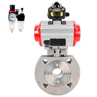 Кран шаровой DN.ru BV3232P-FP-Fb-ISO-H WDVF Ду100 Ру16 полнопроходной, межфланцевый, корпус - нержавеющая сталь 316, уплотнение - PTFE, с пневмоприводом PA-SA-160, пневмораспределителем 4М310-08 24В NAMUR, БКВ APL-510N EX и БПВ AFC2000