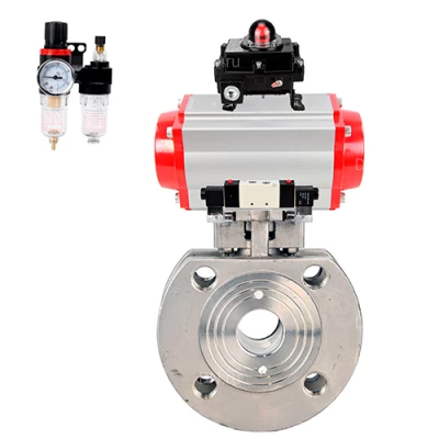 Краны шаровые DN.ru BV3232P-FP-Fb-ISO-H WDVF Ду50-100 Ру16 полнопроходные, межфланцевые, корпус - нержавеющая сталь 316, уплотнение - PTFE, с пневмоприводом PA-DA, пневмораспределителем 4V320-10 220В NAMUR, БКВ APL-410N EX и БПВ AFC2000