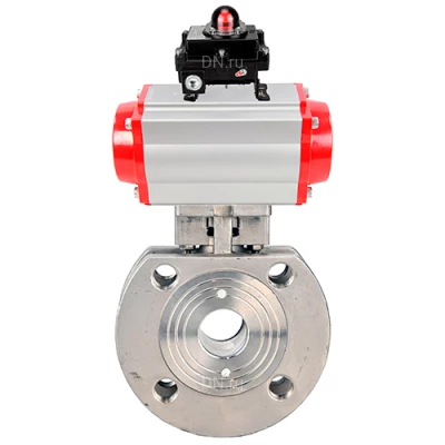Краны шаровые DN.ru BV3232P-FP-Fb-ISO-H WDVF Ду50-100 Ру16 полнопроходные, межфланцевые, корпус - нержавеющая сталь 316, уплотнение - PTFE, с пневмоприводом PA-SA и БКВ APL-410N EX