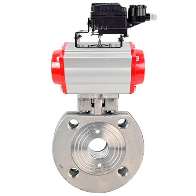 Краны шаровые DN.ru BV3232P-FP-Fb-ISO-H WDVF Ду50-100 Ру16 полнопроходные, межфланцевые, корпус - нержавеющая сталь 316, уплотнение - PTFE, с пневмоприводом PA-DA и электропневматическим поворотным позиционером YT-1000RSN с обратной связью