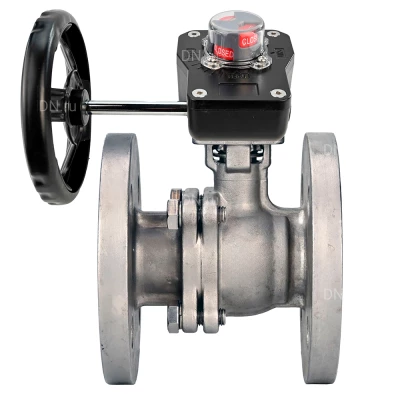 Кран шаровой DN.ru BV3232P(2pc)-FP-F-ISO-H WDVF Ду200 Ру16 полнопроходной, фланцевый, корпус - нержавеющая сталь 316, уплотнение - PTFE, с редуктором DN.ru HGB RQN4-1200Z