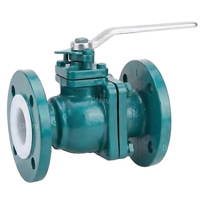 Краны шаровые футерованные DN.ru BV3434PFlr(3pc)-FP-F-H Ду15-250 Ру16 полнопроходные, трехсоставные, фланцевые, корпус - углеродистая сталь WCB, шар - углеродистая сталь WCB, уплотнение - PTFE, с рукояткой