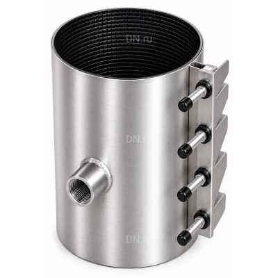 Хомут врезной с отводом (внутренняя резьба) DN.ru CTf-31E(1pc)-200-25 1″ Ду80 (Дн86-94) Ру16 односоставный, материал корпуса - нержавеющая сталь AISI 304, уплотнение - EPDM, длина - 200мм