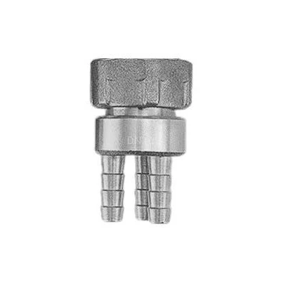 Переходник шланговый DN.ru PCH-10-3 3/4″ Дн10 Ру10, выводов -3, с накидной гайкой и хомутом, внутренняя резьба/штуцер (елочка), корпус - латунь HPb57-3, уплотнение - EPDM