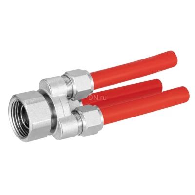 Переходник с компрессионным соединением DN.ru PKS-10-3 3/4″ Дн10 Ру10, выводов - 3, для труб PEX, PERT, корпус - латунь HPb57-3, уплотнение - EPDM
