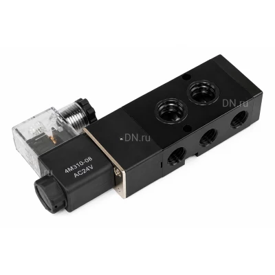 Пневмораспределитель DN.ru 4M310-08 AC24V 1/4″ моностабильный, пятиканальный, для четвертьоборотных пневмоприводов (на корпус)