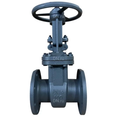 Задвижки клиновые 30с41нж DN.ru GVWR2121M-2W-F-S Ду50-300 Ру16 фланцевые, корпус - сталь 25Л, материал клина - сталь 25Л, уплотнение - металл, шток - выдвижной, со штурвалом