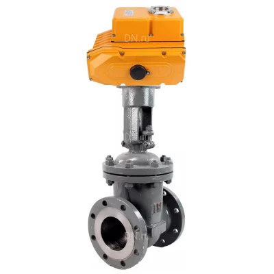 Задвижка клиновая 30с941нж DN.ru GVWR2121M-2W-F-ОСТ Ду150 Ру16 фланцевая, корпус - сталь 25Л, материал клина - сталь 25Л, уплотнение - металл, с ОСТ-фланцем, GAIR, с электроприводом DN.ru MT-N-020EM-O1-380VAC-У1 380В