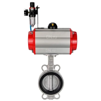 Затворы дисковые поворотные DN.ru WBV3232V-2W-Fb-H Ду50-300 Ру16, корпус - нержавеющая сталь 316L, диск - нержавеющая сталь 316L, уплотнение - VITON, с пневмоприводом PA-DA, пневмораспределителем 4М310-08 24В NAMUR и БПВ AFC2000