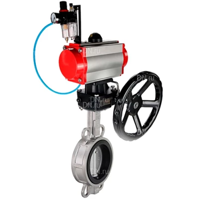 Затворы дисковые поворотные DN.ru WBV3232V-2W-Fb-H Ду50-300 Ру16, корпус - нержавеющая сталь 316L, диск - нержавеющая сталь 316L, уплотнение - VITON, с пн.прив PA-DA, пн.расп 4М310-08 24В NAMUR, БПВ AFC2000 и ручным дублером MON