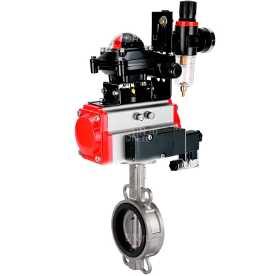 Затвор дисковый поворотный DN.ru WBV3232V-2W-Fb-H Ду65 Ру16, корпус - нержавеющая сталь 316L, диск - нержавеющая сталь 316L, уплотнение - VITON, с пневмоприводом PA-SA-105, пневмораспределителем 4М310-08 24В NAMUR, БКВ APL-210N и БПВ AFC2000