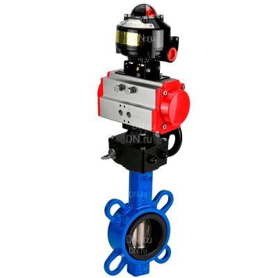 Затвор дисковый поворотный DN.ru WBV3432V-2W-Fb-H Ду50 Ру16, корпус - углеродистая сталь WCB, диск - нержавеющая сталь 316L, уплотнение - VITON, с пневмоприводом PA-DA-065, БКВ APL-510N EX и ручным дублером MON1-250-T26-ISO
