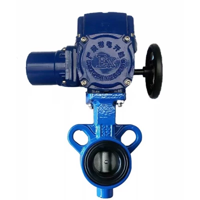 Затвор дисковый поворотный DN.ru WBV0232E-2W-Fb-ISO-H Ду25/32 Ру16, корпус - алюминиевый сплав, диск - нержавеющая сталь 316L, уплотнение - EPDM, с четвертьоборотным электроприводом DN.ru QT-N-005M-O2-380VAC-У1