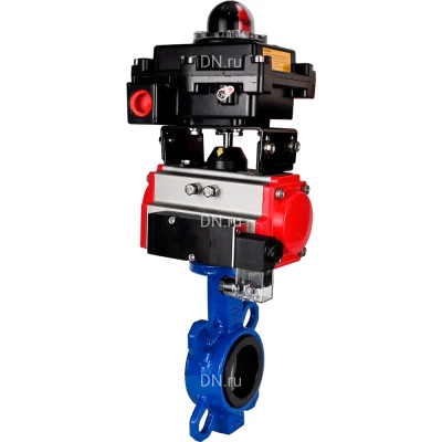 Затвор дисковый поворотный DN.ru WBV3432V-2W-Fb-H Ду125 Ру16, корпус - углеродистая сталь WCB, диск - нержавеющая сталь 316L, уплотнение - VITON, с пневмоприводом PA-SA-130, пневмораспределителем 4М310-08 24В NAMUR и БКВ APL-410N EX