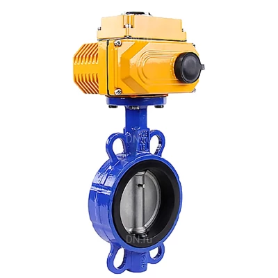 Затвор дисковый поворотный DN.ru WBV3432V-2W-Fb-H Ду80 Ру16, корпус - углеродистая сталь WCB, диск - нержавеющая сталь 316L, уплотнение - VITON, с электроприводом QT-N-005EM-A1-220VAC-У1-HARK
