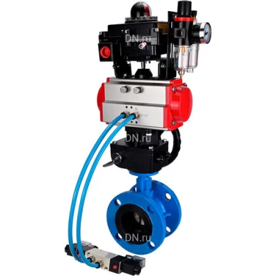 Затворы дисковые поворотные DN.ru WBV1313E-2W-F-H Ду50-200 Ру16, корпус - чугун GGG40, диск - чугун GGG40, EPDM, с пневмоприводом PA-DA, пневмораспределителем 4V320-10 NAMUR AC220V, ручным дублером MONx-ISO, БКВ APL-410N EX и БПВ AFC2000