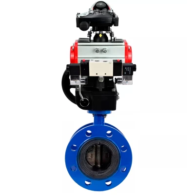 Затвор дисковый поворотный DN.ru WBV1331E-2W-F-H Ду200 Ру16, корпус - чугун GGG40, диск - нержавеющая сталь 304, уплотнение - EPDM, с пневмоприводом PA-DA-140, пневмораспределителем 4V320-10 NAMUR AC220V, ручным дублером MON4-1200-T54-ISO и БКВ APL-210N
