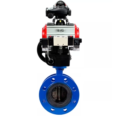 Затворы дисковые поворотные DN.ru WBV1331E-2W-F-H Ду50-200 Ру16, корпус - чугун GGG40, диск - нержавеющая сталь 304, уплотнение - EPDM, с пневмоприводом PA-DA, пневмораспределителем 4V320-10 NAMUR AC220V, ручным дублером MONx-ISO и БКВ APL-210N