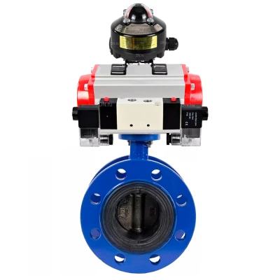 Затвор дисковый поворотный DN.ru WBV1331E-2W-F-H Ду65 Ру16, корпус - чугун GGG40, диск - нержавеющая сталь 304, уплотнение - EPDM, с пневмоприводом PA-DA-105, пневмораспределителем 4V320-08 NAMUR AC220V и БКВ APL-510N EX