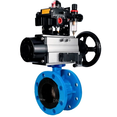 Затвор дисковый поворотный DN.ru WBV1331E-2W-F-H Ду50 Ру16 фланцевый, корпус - чугун GGG40, диск - нержавеющая сталь 304, уплотнение - EPDM, с пневмоприводом DN.ru PA-DA-105-1, 4М310-08 220В NAMUR, APL-410N EX и AFC2000