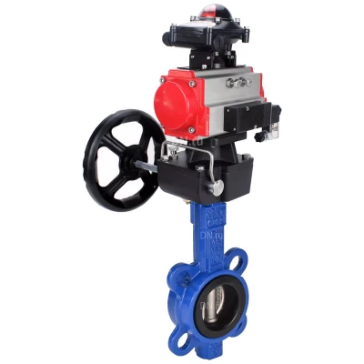 Затвор дисковый поворотный DN.ru WBV1432E-2W-Fb-H Ду100 Ру16 межфланц., корпус - чугун GGG50, диск - нержавеющая сталь 316L, уплотнение - EPDM, с пн.приводом PA-DA-083, пн.распределителем 4V320-10 NAMUR AC220V, БКВ APL-410N EX, дублером MON2-450-T28-ISO