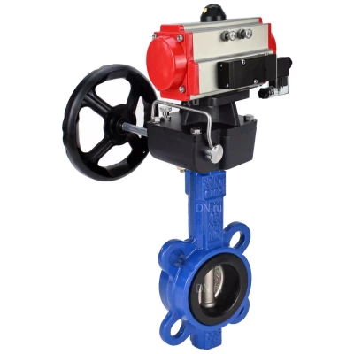 Затвор дисковый поворотный DN.ru WBV1432N-2W-Fb-H Ду150 Ру16 межфланцевый, корпус - чугун GGG50, диск - нержавеющая сталь 316L, уплотнение - NBR, с пневмоприводом PA-DA-105, пневмораспределителем 4V320-10 NAMUR AC220V, ручным дублером MON3-700-T38-ISO
