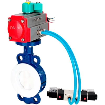 Затворы дисковые поворотные DN.ru WBV3434Pf-2W-Fb-H Ду50-80 Ру16 корпус - углеродистая сталь WCB, диск - углеродистая сталь WCB, футерованный PTFE, уплотнение - PTFE, с PA-SA, 4V320-08 220В и ALS200D