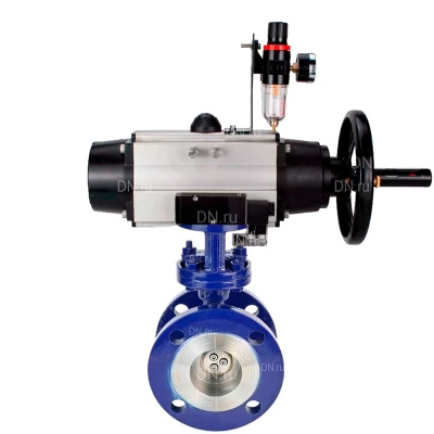 Затвор дисковый поворотный с тройным эксцентриситетом DN.ru WBV3EX-3431M-1W-F-ISO Ду100 Ру25, корпус - угл. сталь WCB, диск - нержавеющая сталь 304, уплотнение - METAL, с пневмоприводом PA-DA-105-1, пневморапределителем 4М310-08 220В NAMUR и БПВ AFC2000
