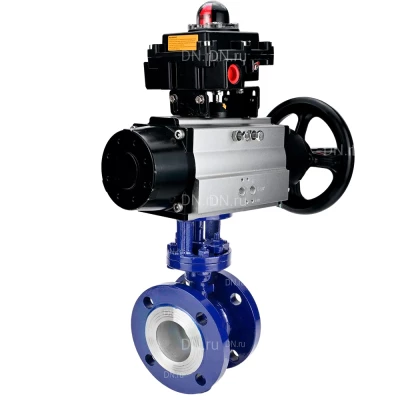 Затвор дисковый поворотный с тройным эксцентриситетом DN.ru WBV3EX-3431M-1W-F-ISO Ду100 Ру25, корпус - углеродистая сталь WCB, диск - нержавеющая сталь 304, уплотнение - METAL, с пневмоприводом PA-DA-105-1 и БКВ APL-410N EX