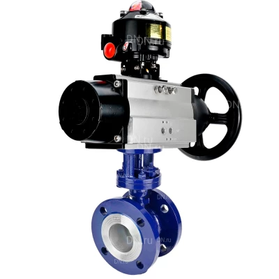 Затвор дисковый поворотный с тройным эксцентриситетом DN.ru WBV3EX-3431M-1W-F-ISO Ду100 Ру25, корпус - углеродистая сталь WCB, диск - нержавеющая сталь 304, уплотнение - METAL, с пневмоприводом PA-DA-105-1 и БКВ APL-510N EX
