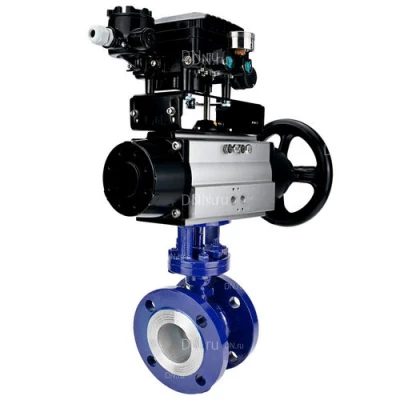 Затворы дисковые поворотные с тройным эксцентриситетом DN.ru WBV3EX-3431M-1W-F-ISO Ду100 Ру25, корпус - углеродистая сталь WCB, диск - нержавеющая сталь 304, уплотнение - METAL, с пневмоприводом PA-DA-105-1 и позиционером YT-1000RSN без обратной связи