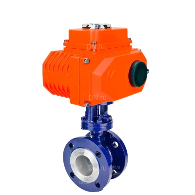 Затворы дисковые поворотные с тройным эксцентриситетом DN.ru WBV3EX-3432M-1W-F-ISO Ду100-125 Ру25 фланцевые, корпус - сталь WCB, диск - нержавеющая сталь 316, уплотнение - METAL, с электроприводом DN.ru QT-N-xEM-O1-24VDC-У1 HARK